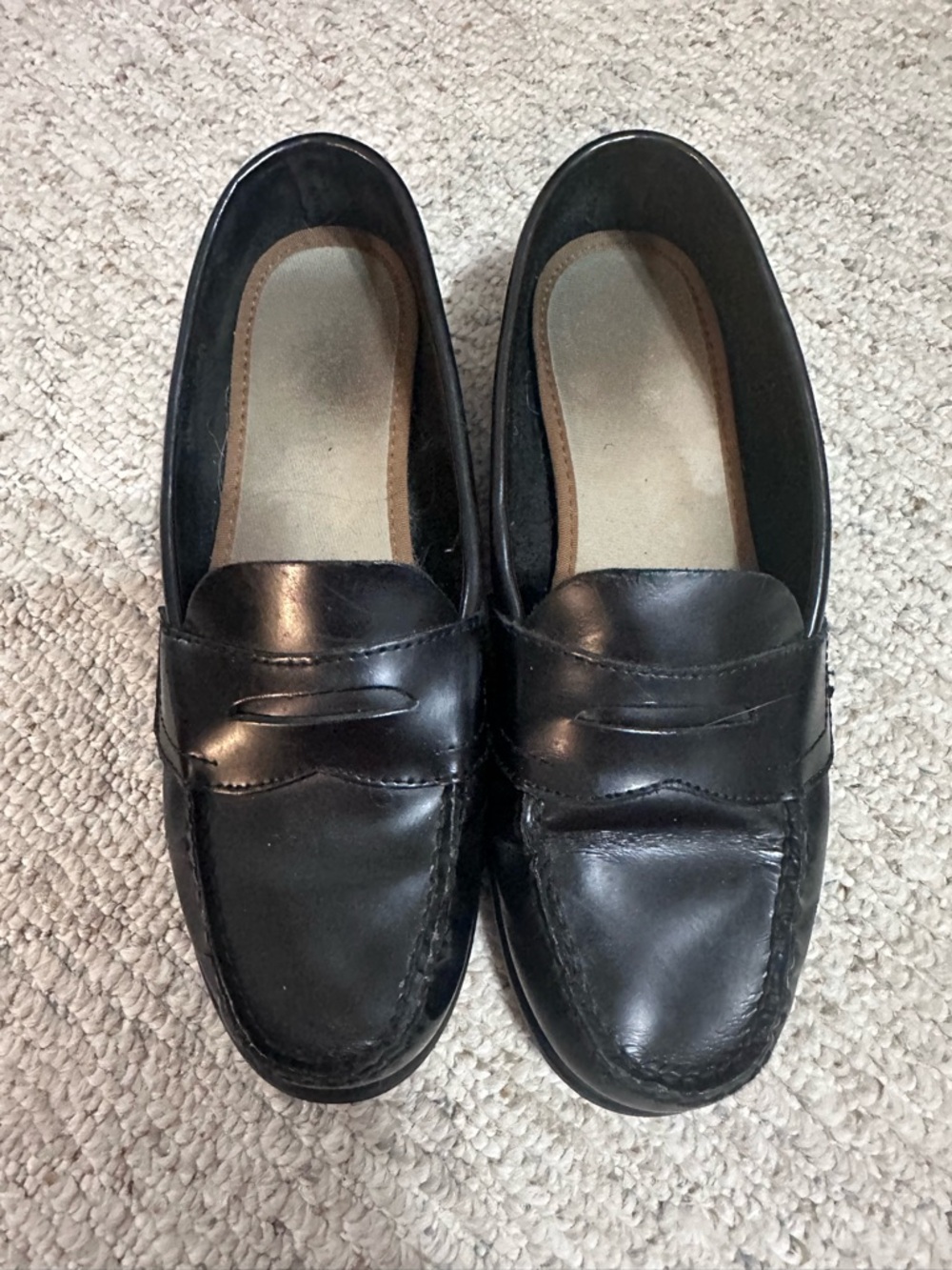 Women’s Black Leather Penny Loafers